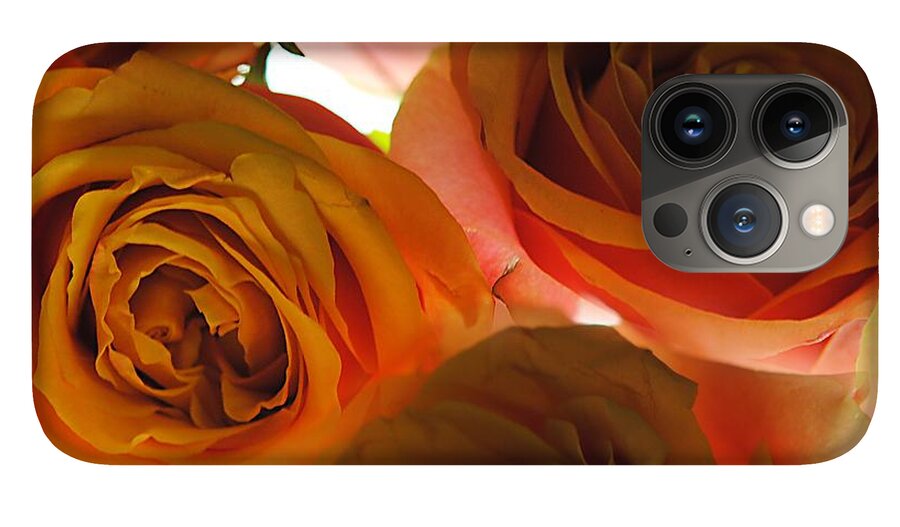 Pastel Pink and Orange Roses on White - Phone Case