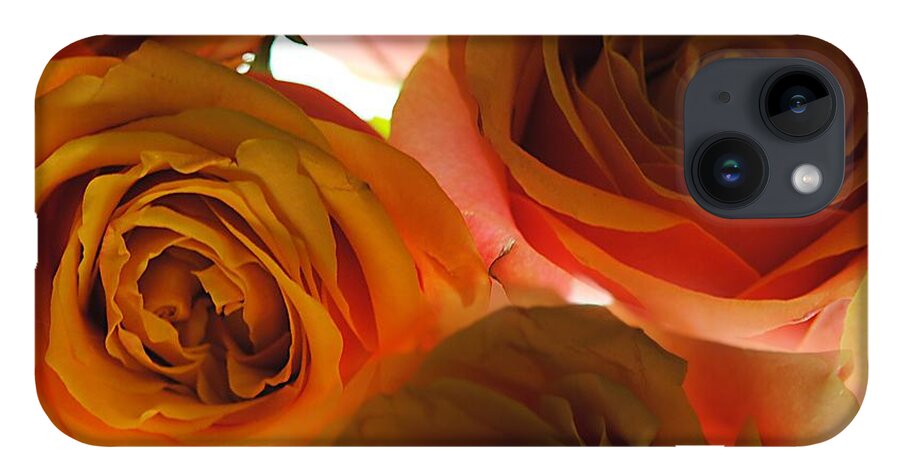 Pastel Pink and Orange Roses on White - Phone Case