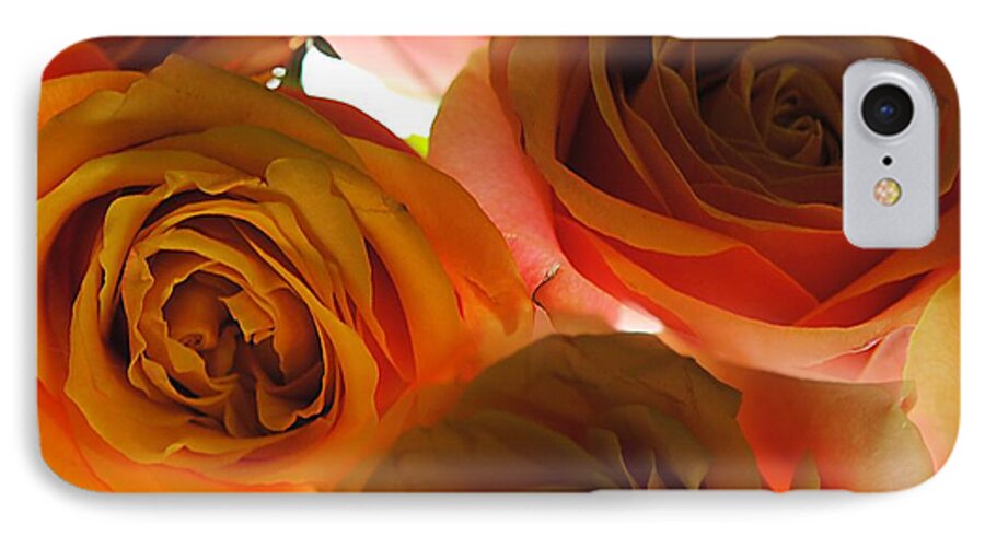 Pastel Pink and Orange Roses on White - Phone Case