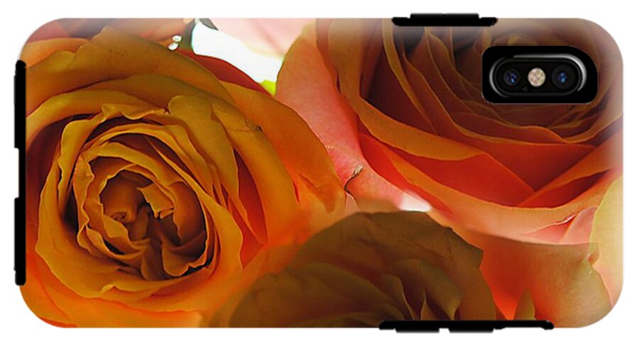 Pastel Pink and Orange Roses on White - Phone Case