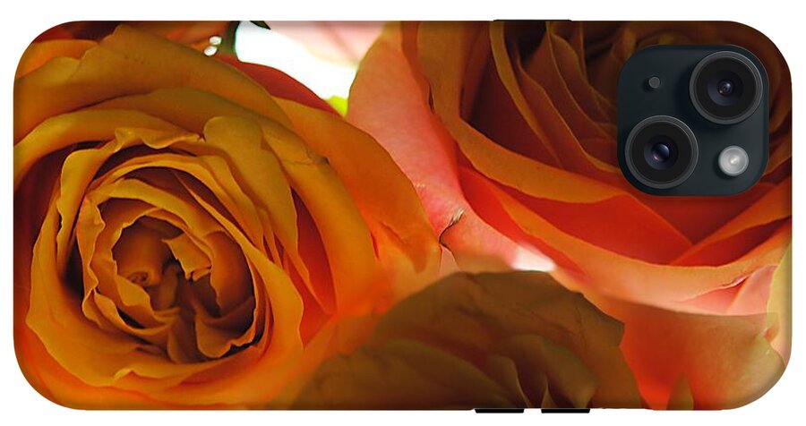 Pastel Pink and Orange Roses on White - Phone Case