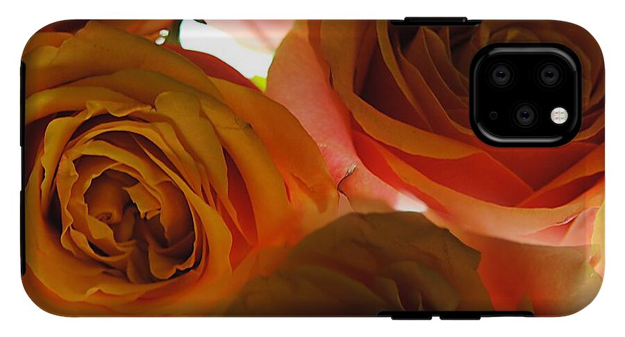 Pastel Pink and Orange Roses on White - Phone Case