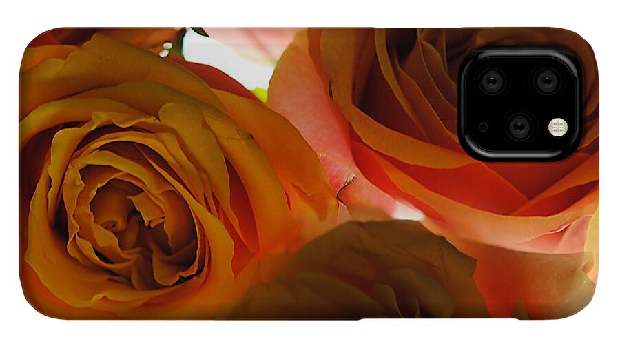 Pastel Pink and Orange Roses on White - Phone Case