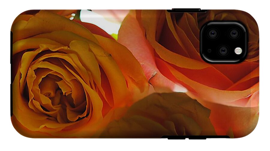 Pastel Pink and Orange Roses on White - Phone Case