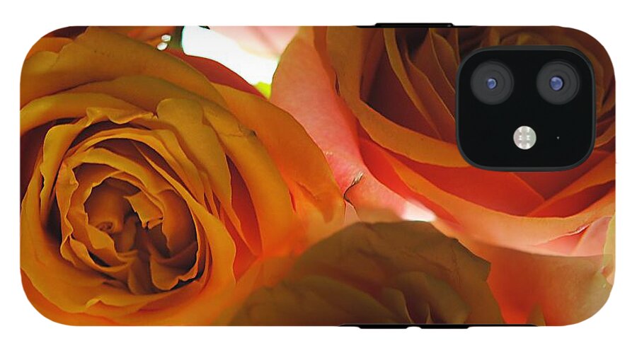 Pastel Pink and Orange Roses on White - Phone Case