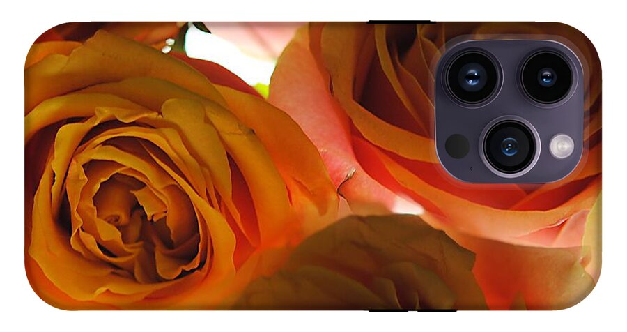 Pastel Pink and Orange Roses on White - Phone Case