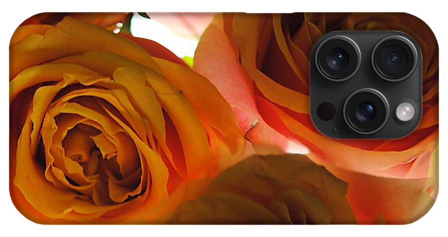 Pastel Pink and Orange Roses on White - Phone Case