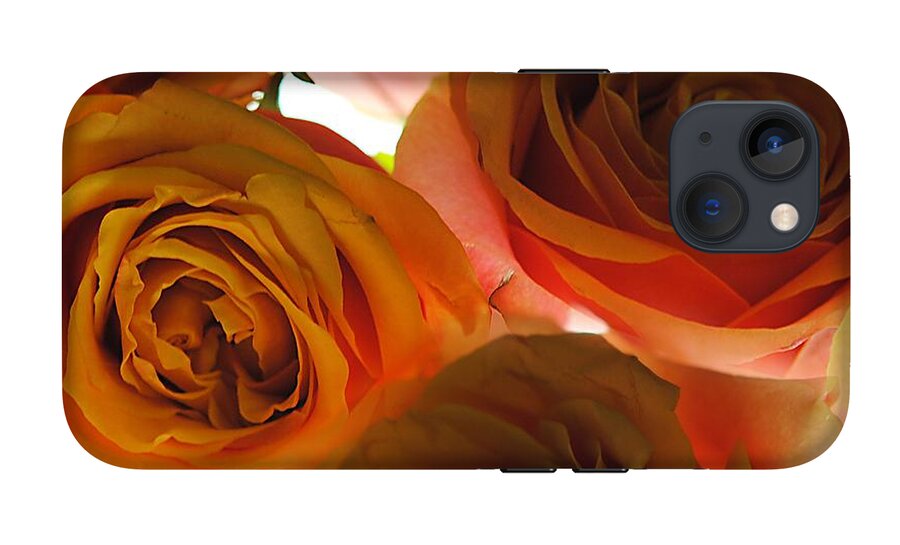 Pastel Pink and Orange Roses on White - Phone Case