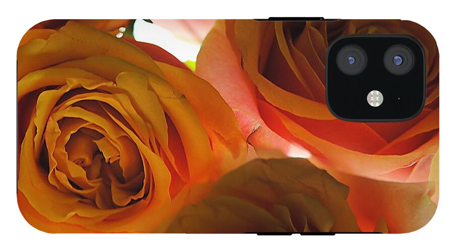 Pastel Pink and Orange Roses on White - Phone Case