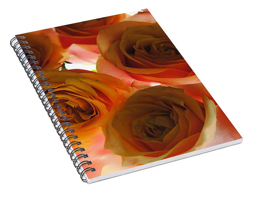 Pastel Pink and Orange Roses on White - Spiral Notebook
