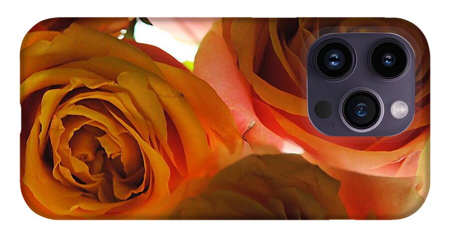Pastel Pink and Orange Roses on White - Phone Case