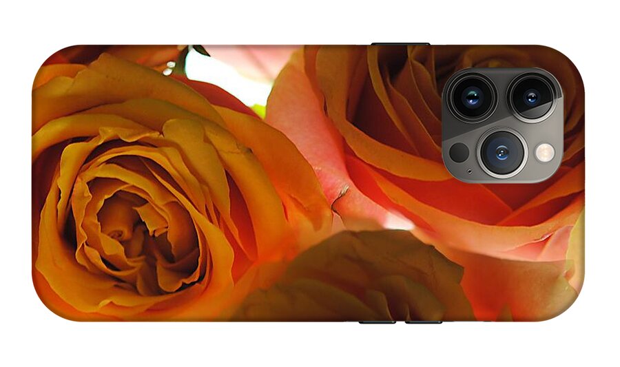 Pastel Pink and Orange Roses on White - Phone Case