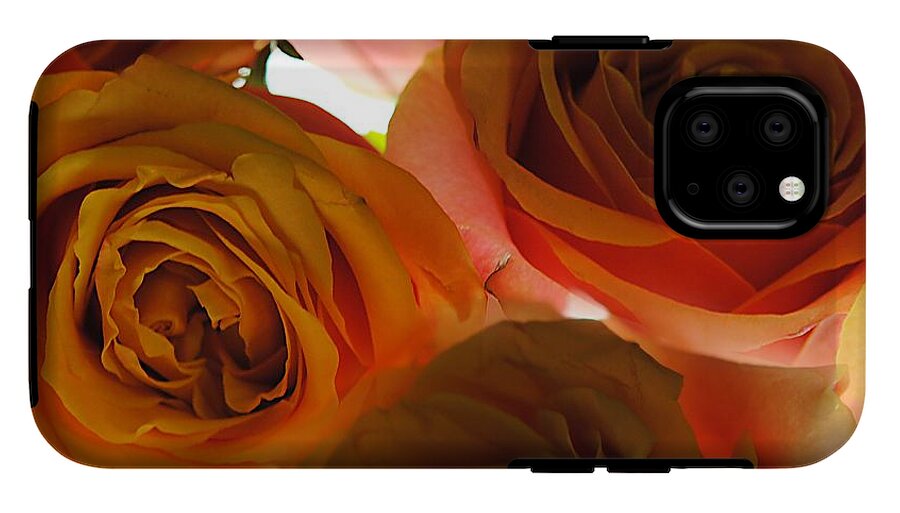 Pastel Pink and Orange Roses on White - Phone Case