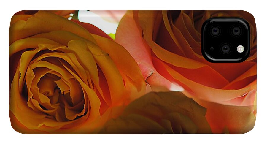Pastel Pink and Orange Roses on White - Phone Case