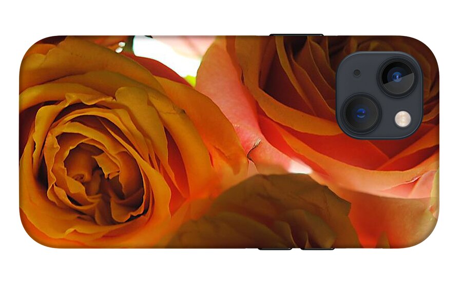 Pastel Pink and Orange Roses on White - Phone Case