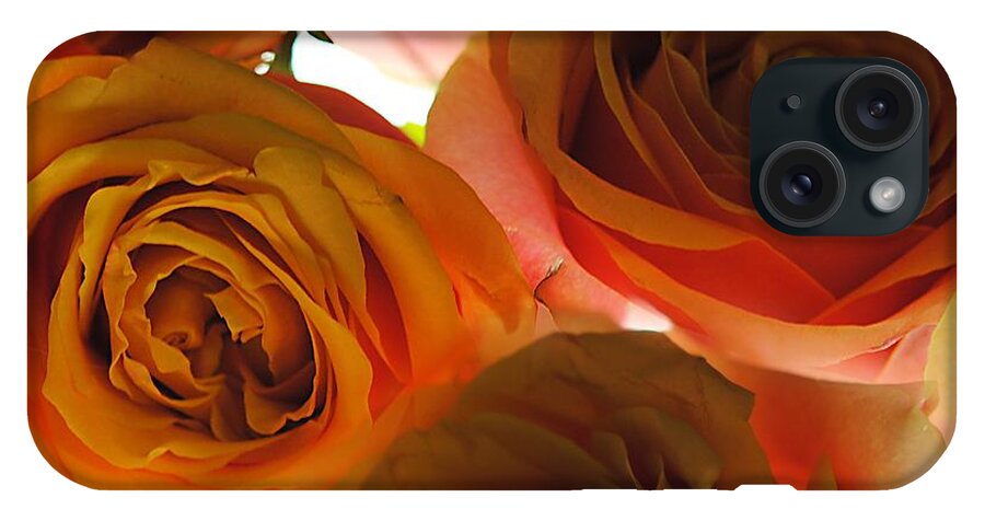 Pastel Pink and Orange Roses on White - Phone Case