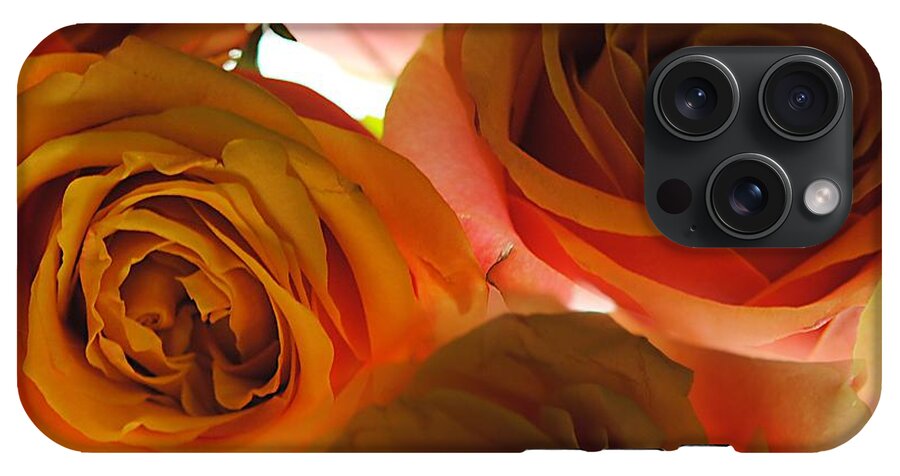 Pastel Pink and Orange Roses on White - Phone Case