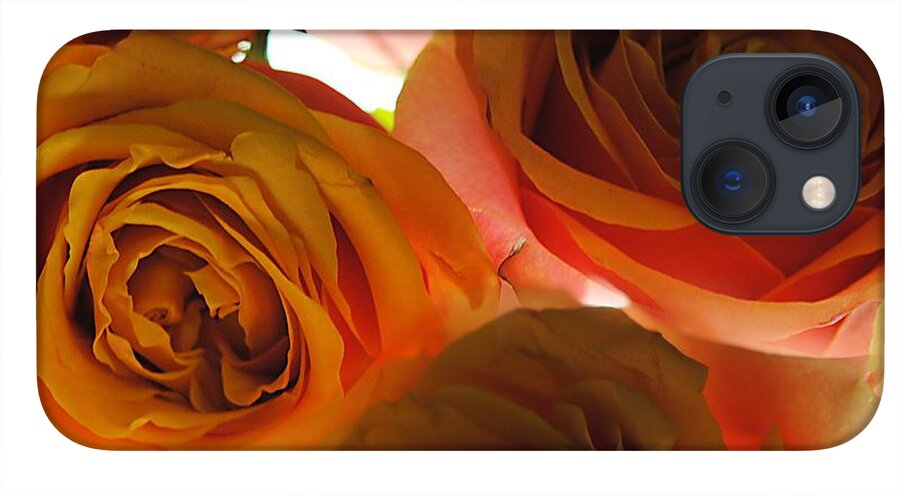 Pastel Pink and Orange Roses on White - Phone Case