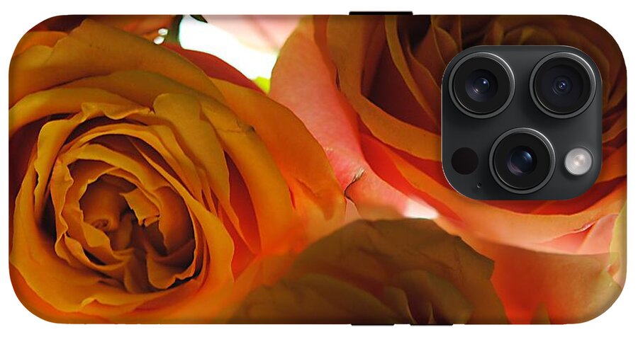 Pastel Pink and Orange Roses on White - Phone Case