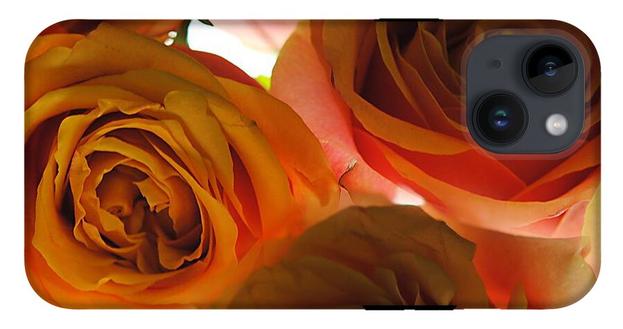 Pastel Pink and Orange Roses on White - Phone Case