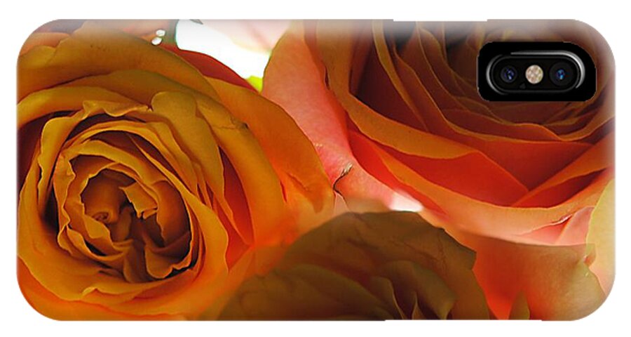 Pastel Pink and Orange Roses on White - Phone Case