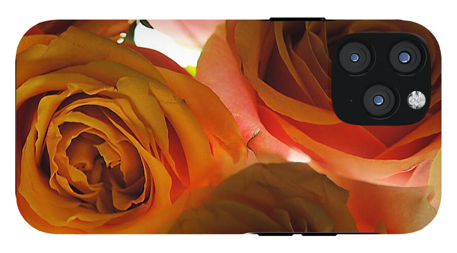 Pastel Pink and Orange Roses on White - Phone Case