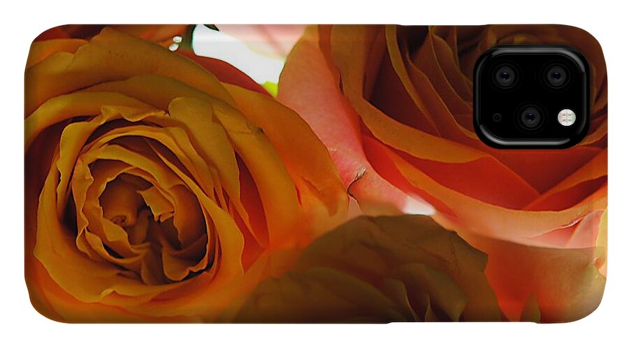 Pastel Pink and Orange Roses on White - Phone Case