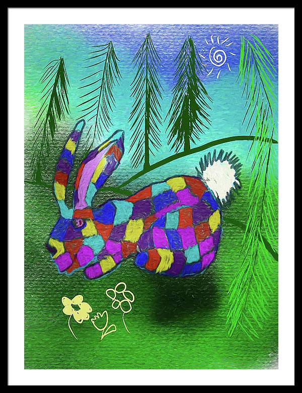 Patchwork Bunny - Framed Print