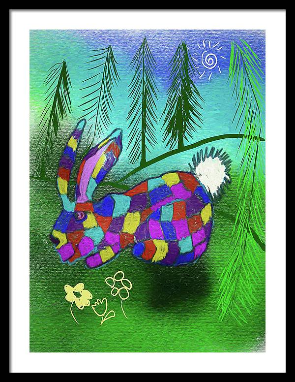 Patchwork Bunny - Framed Print