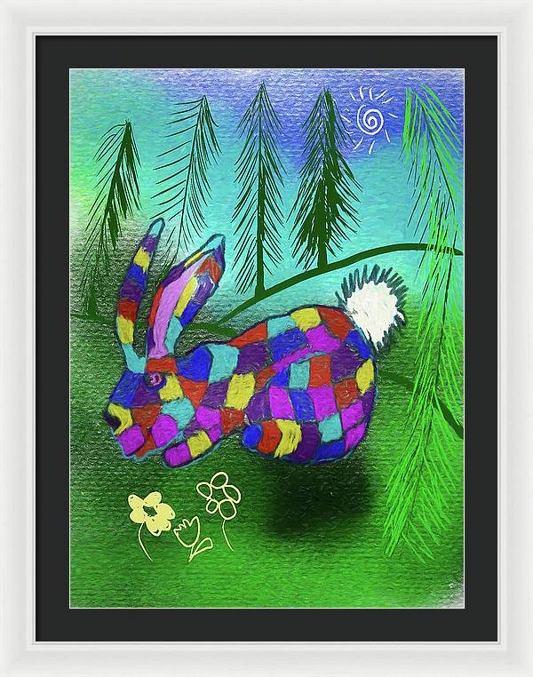 Patchwork Bunny - Framed Print