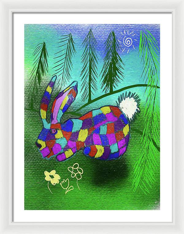 Patchwork Bunny - Framed Print