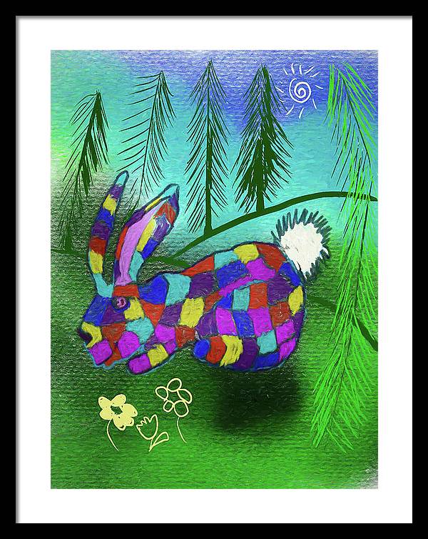 Patchwork Bunny - Framed Print