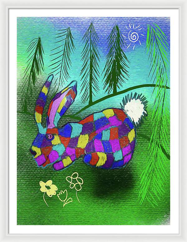 Patchwork Bunny - Framed Print