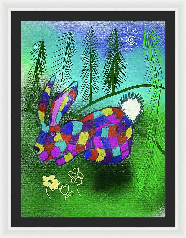 Patchwork Bunny - Framed Print