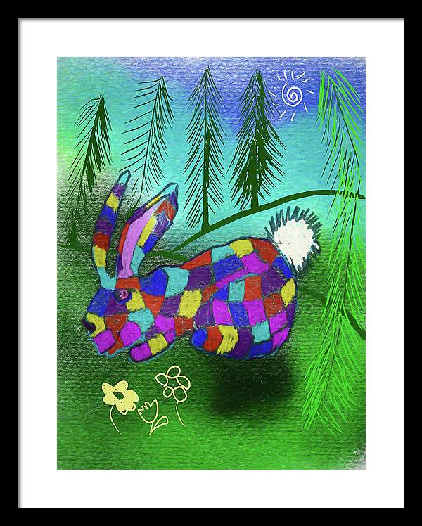 Patchwork Bunny - Framed Print