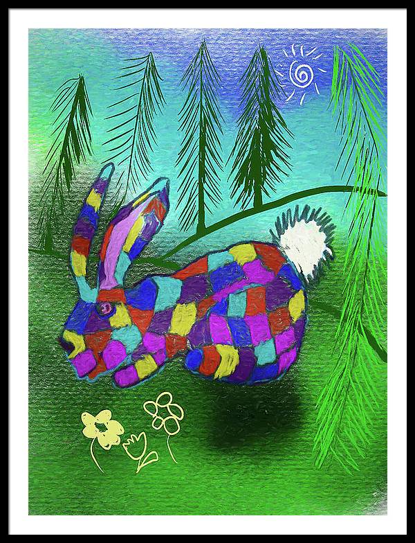 Patchwork Bunny - Framed Print