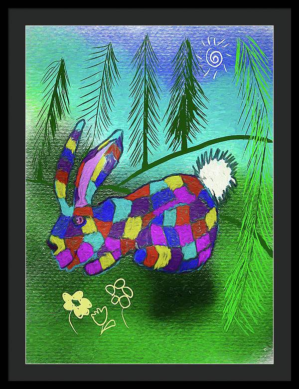 Patchwork Bunny - Framed Print