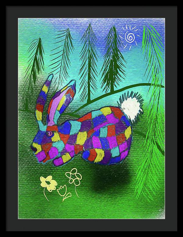 Patchwork Bunny - Framed Print