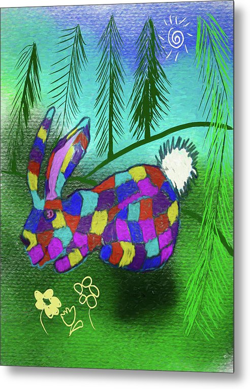 Patchwork Bunny - Metal Print