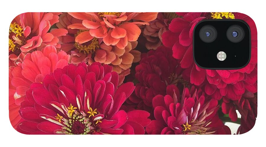 Peach and Pink Zinnias - Phone Case