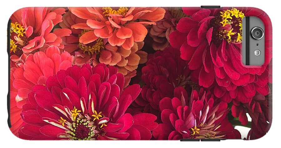 Peach and Pink Zinnias - Phone Case