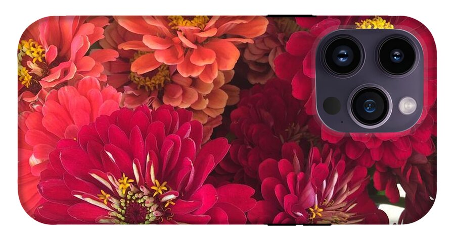 Peach and Pink Zinnias - Phone Case