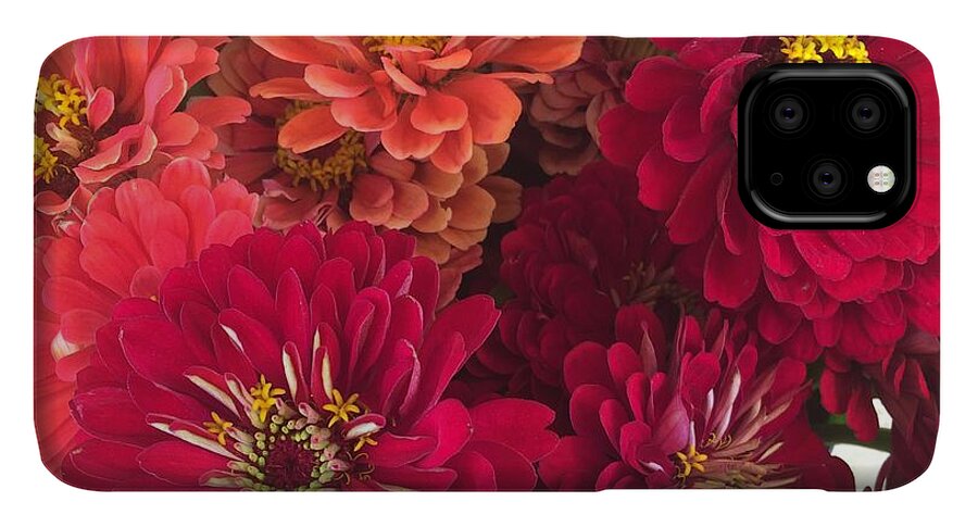 Peach and Pink Zinnias - Phone Case