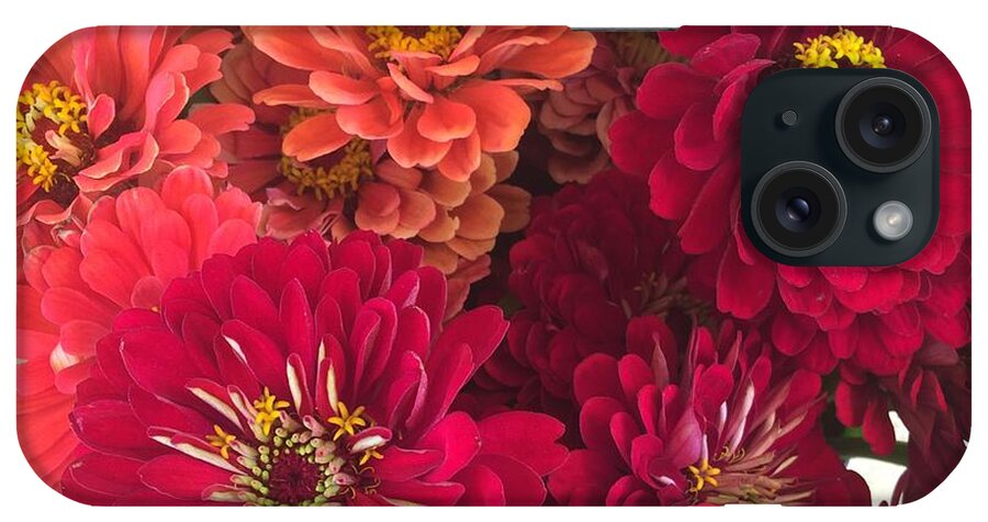 Peach and Pink Zinnias - Phone Case
