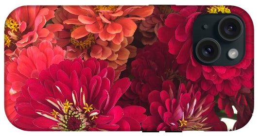 Peach and Pink Zinnias - Phone Case