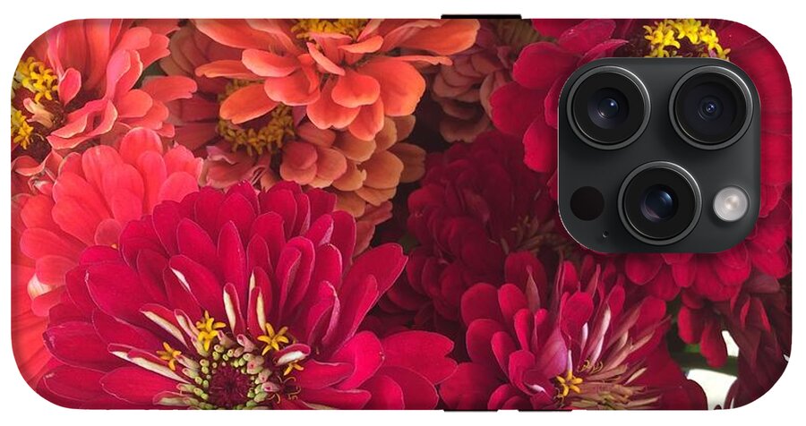 Peach and Pink Zinnias - Phone Case