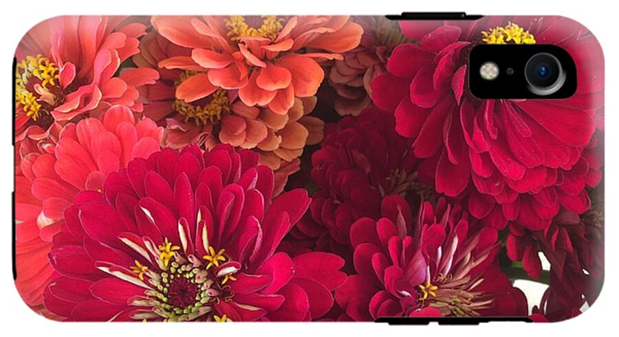 Peach and Pink Zinnias - Phone Case