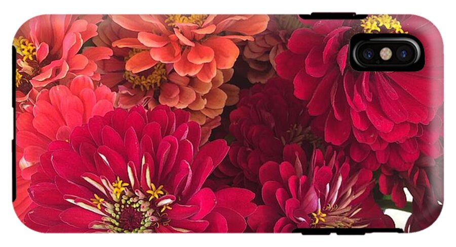 Peach and Pink Zinnias - Phone Case