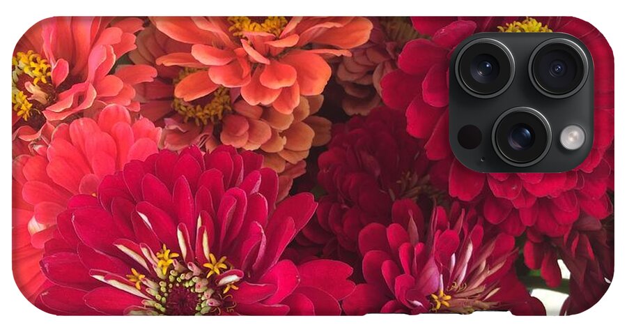 Peach and Pink Zinnias - Phone Case