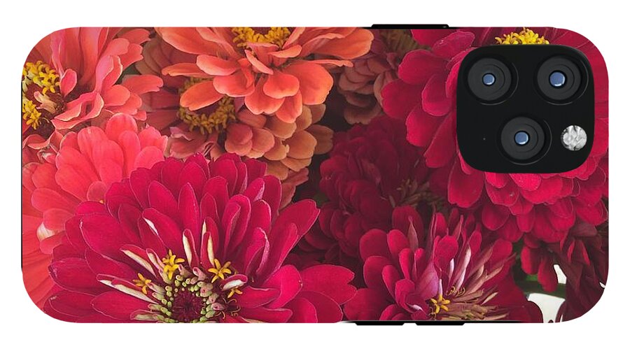 Peach and Pink Zinnias - Phone Case